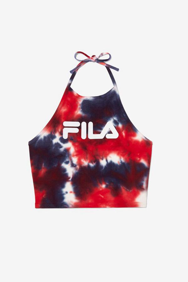 Tops De Alças Fila Mulher Azul Marinho/Branco - Fila Leah Tie Dye Halter En Portugal,MNTC-48735